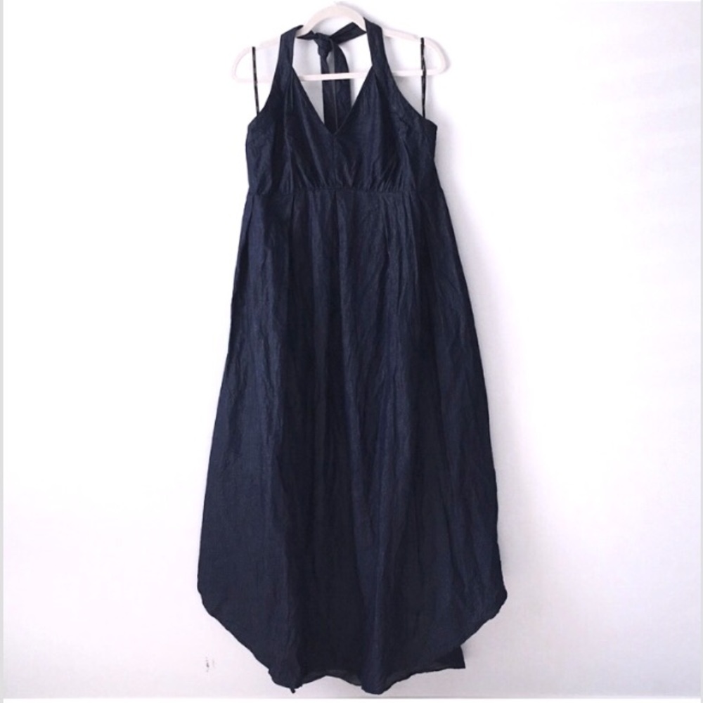 Zapelle denim halter maxi dress